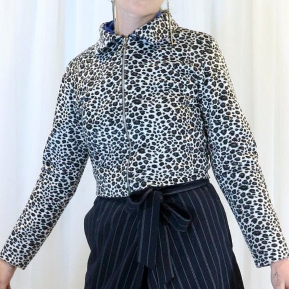 Vintage Soft Fleecy Cheetah Print Crop Zip Jacket - Picture 2 of 3